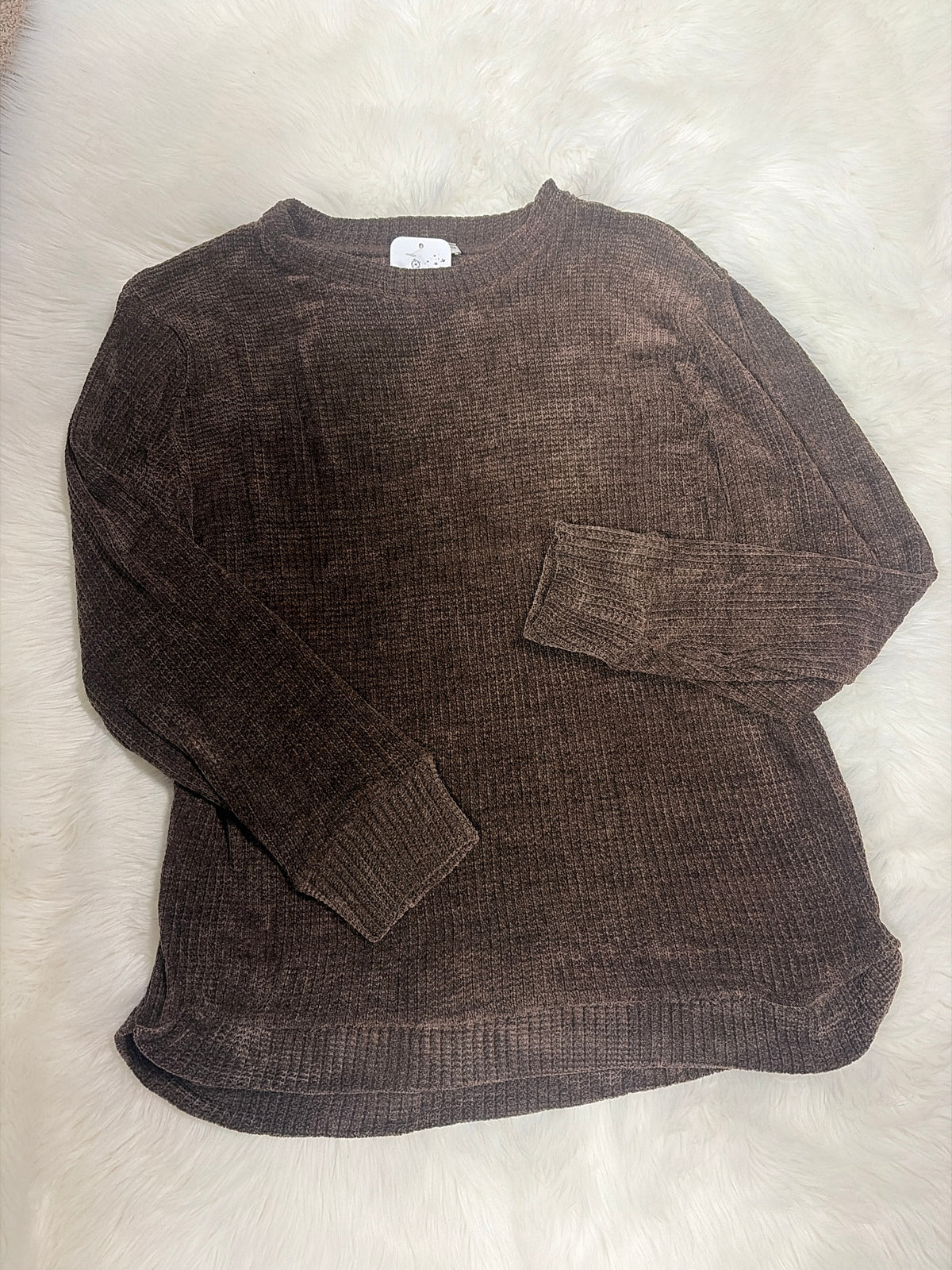 Chocolate lightweight Chenille Sweater (Plus)