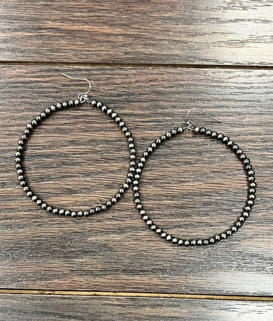 Handmade 4mm Polish Navajo, 65mm Hoop Earrings