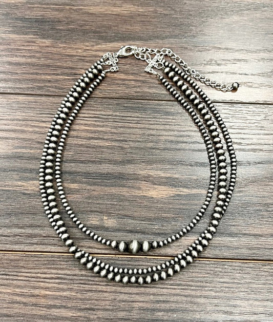 Handmade 3-strand Navajo Bead Necklace