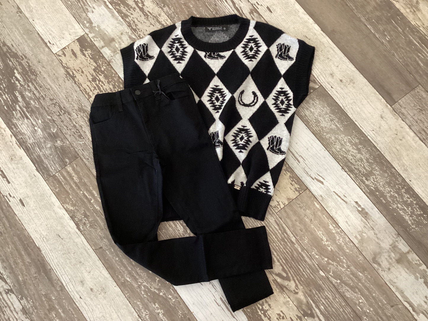 Black and White Iconic Western Sweater
