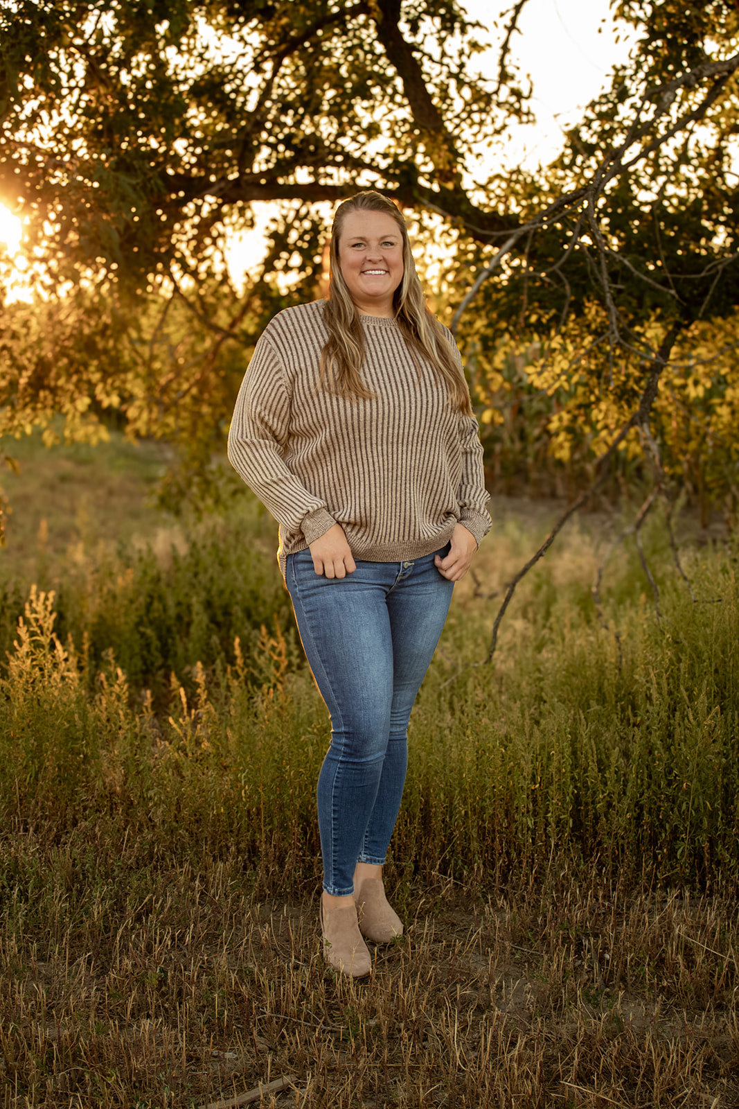 Curved Two-Tone Sweater
