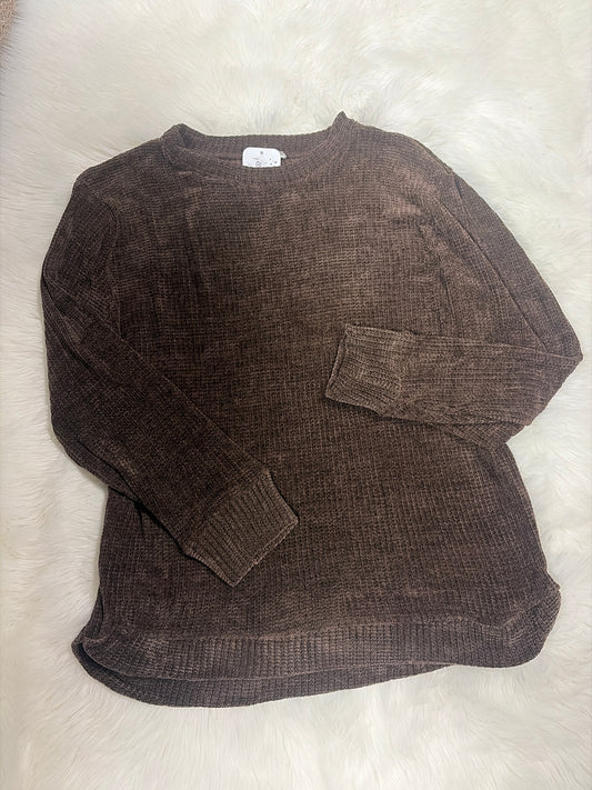 Chocolate lightweight Chenille Sweater (Plus)