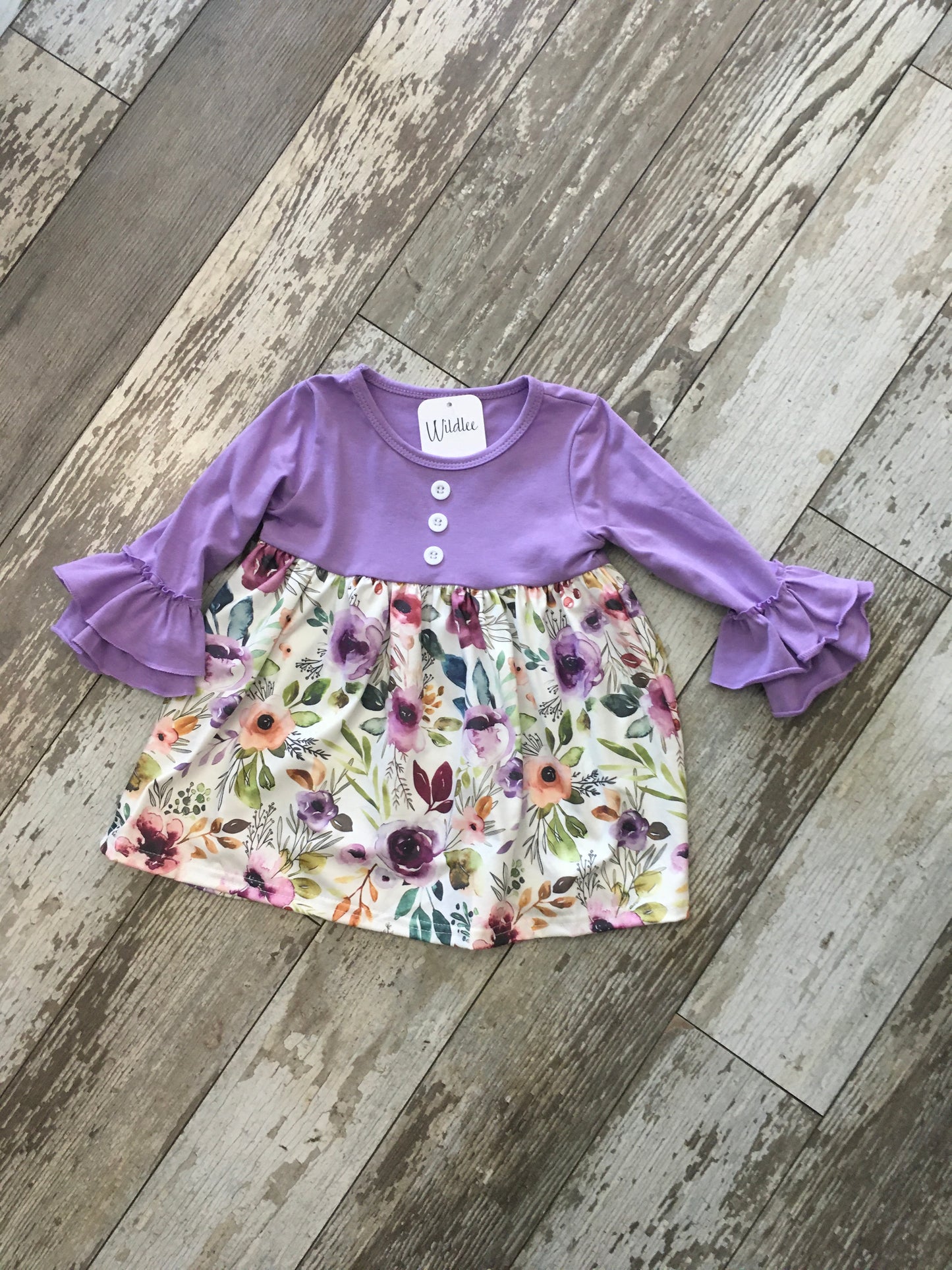 Purple floral ruffle dress