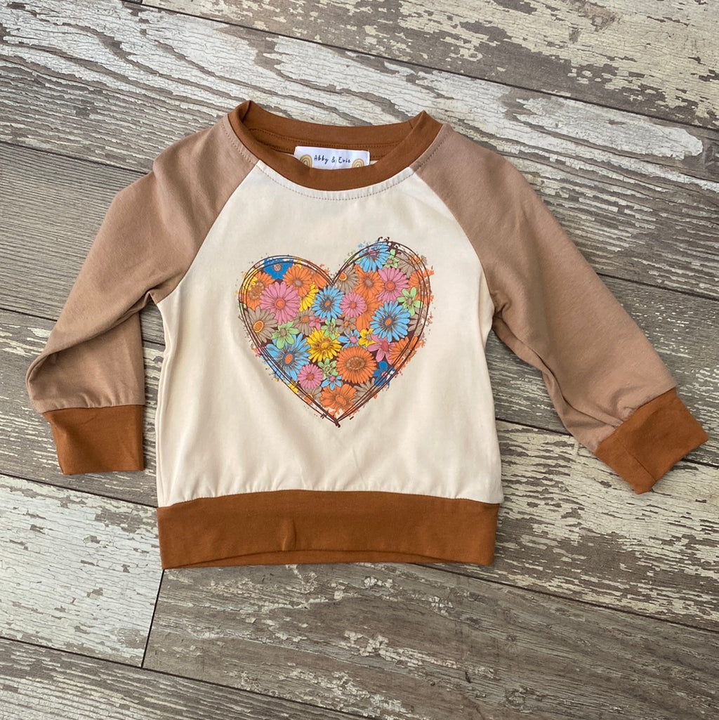 Girls floral heart top