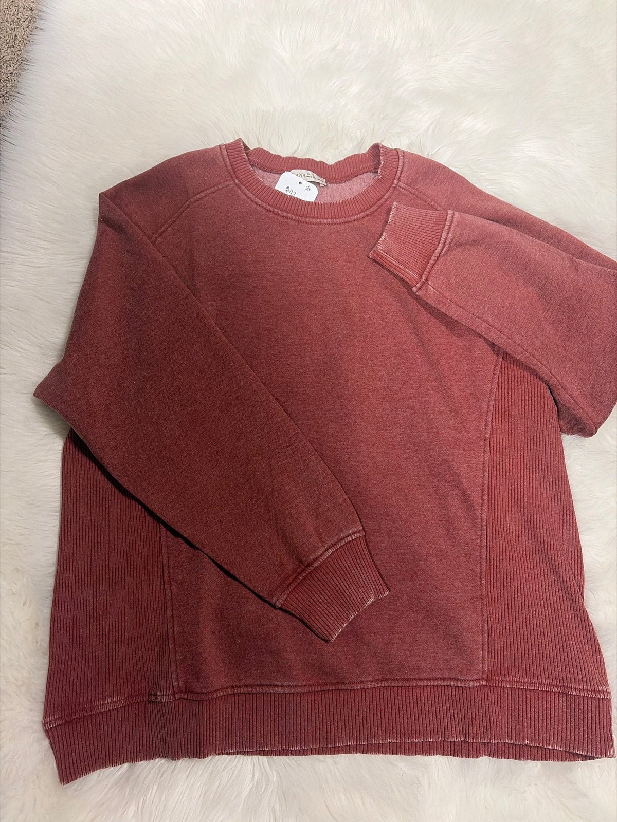 Dk Rust Acid Washed Sweatshirt w/side rib (Plus)