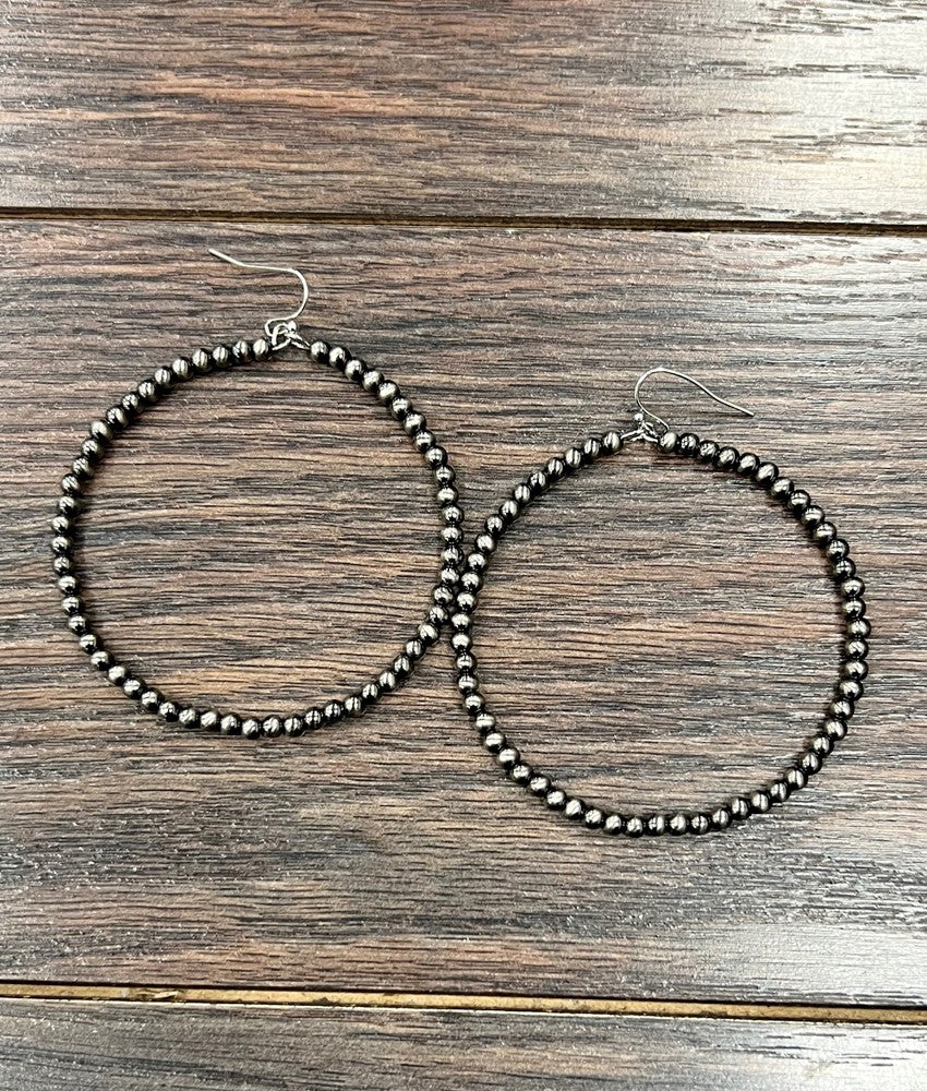 Handmade 4mm Polish Navajo, 65mm Hoop Earrings