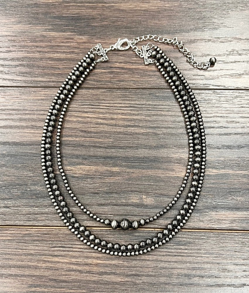 Handmade 3-strand Polish Navajo Bead Necklace