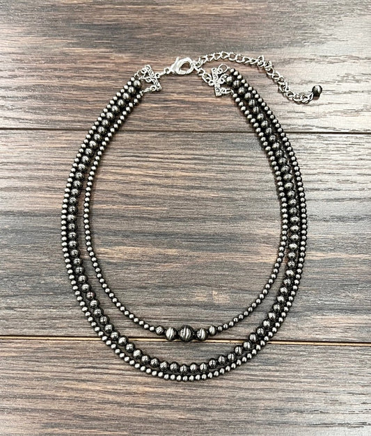 Handmade 3-strand Polish Navajo Bead Necklace