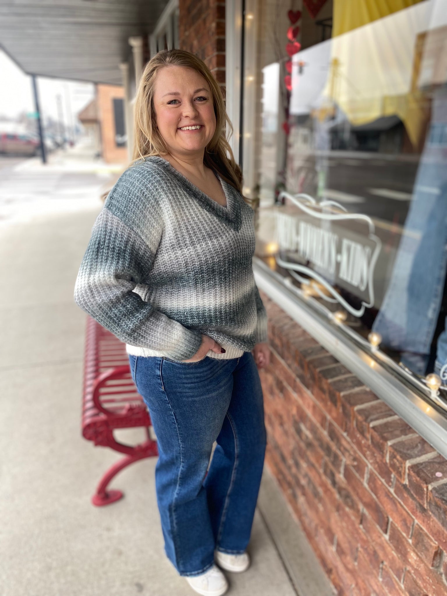 Ombre V- Neck Sweater