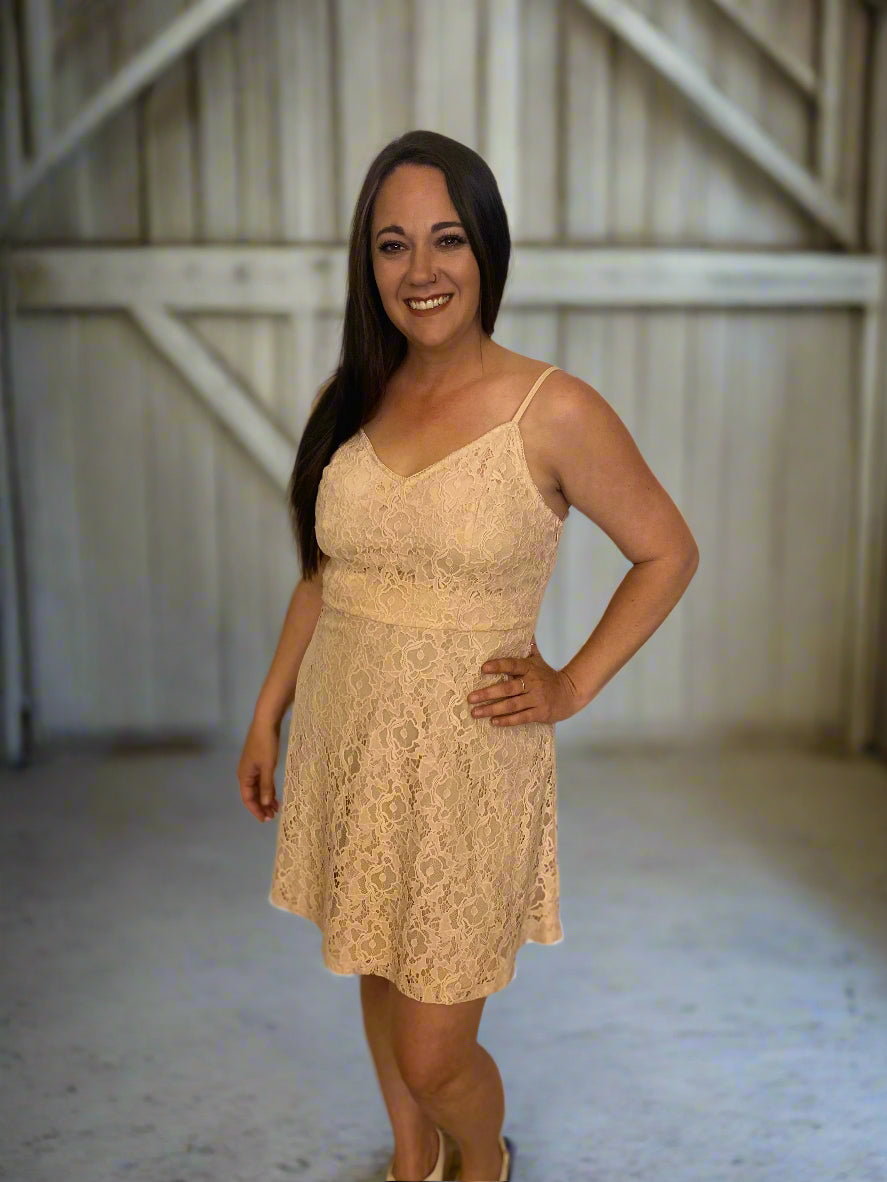 Blush Lace Mini Dress