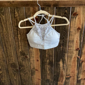 Grey Mist - High Neck Lace Bralette