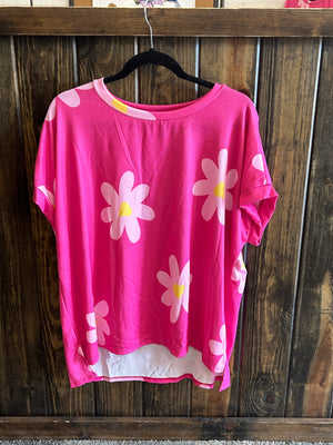 Plus floral print short sleeve top