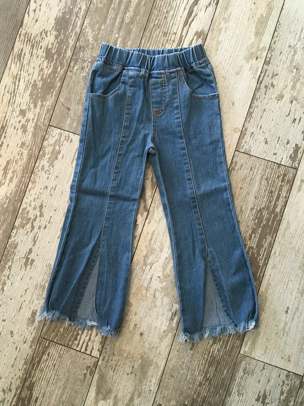 Open front girls denim jeans