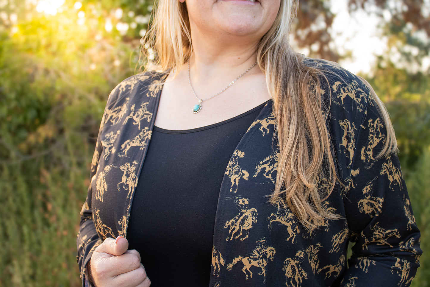 Cowgirl Printed Cardigan - Plus