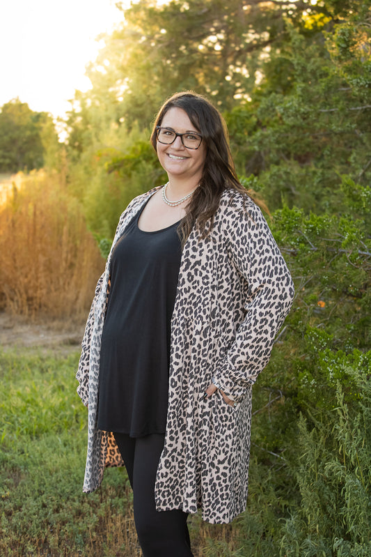 Leopard Print Cardigan - Plus