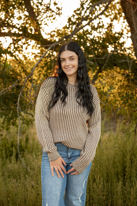 Curved Two-Tone Sweater
