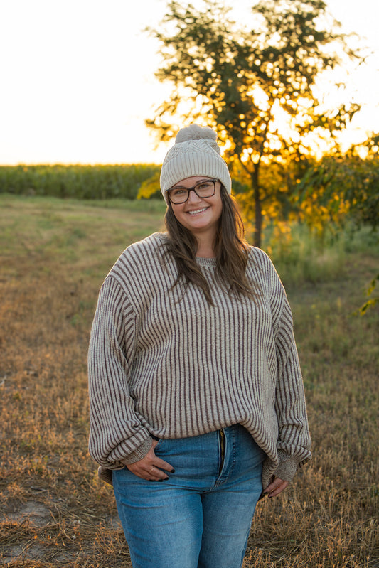 Curved Two-Tone Sweater - Plus