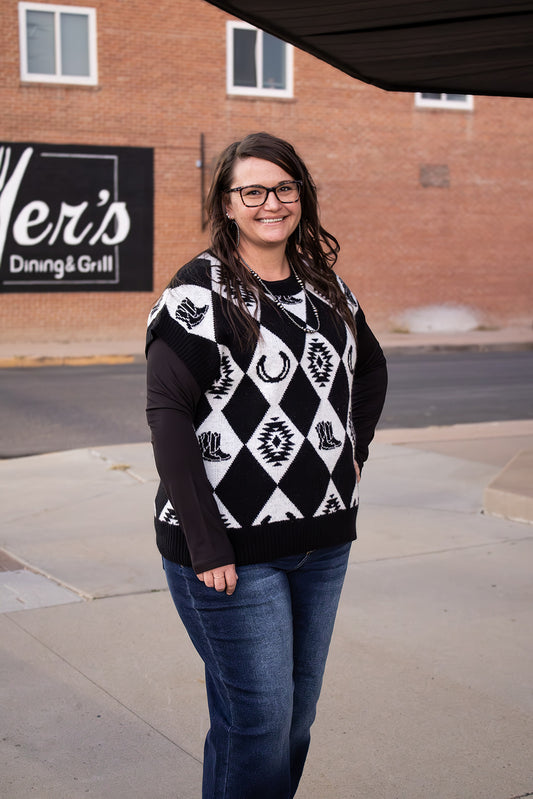 Black and White Iconic Western Sweater