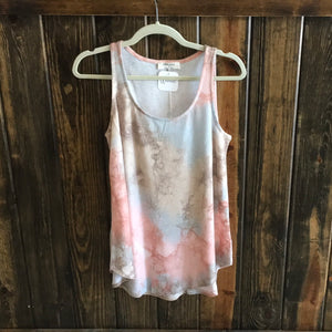 Salmon and Baby Blue Tie Dye Tank