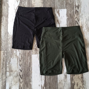 Curvy Black and Green Biker Shorts