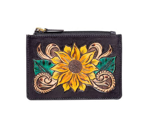 Glory of Blooms Hand-tooled Credit Card Holder