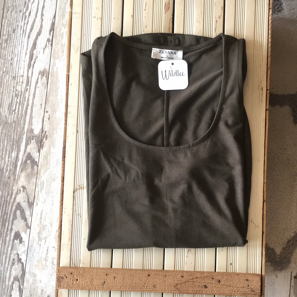 Zenana Relaxed fit Tank Dark Olive green