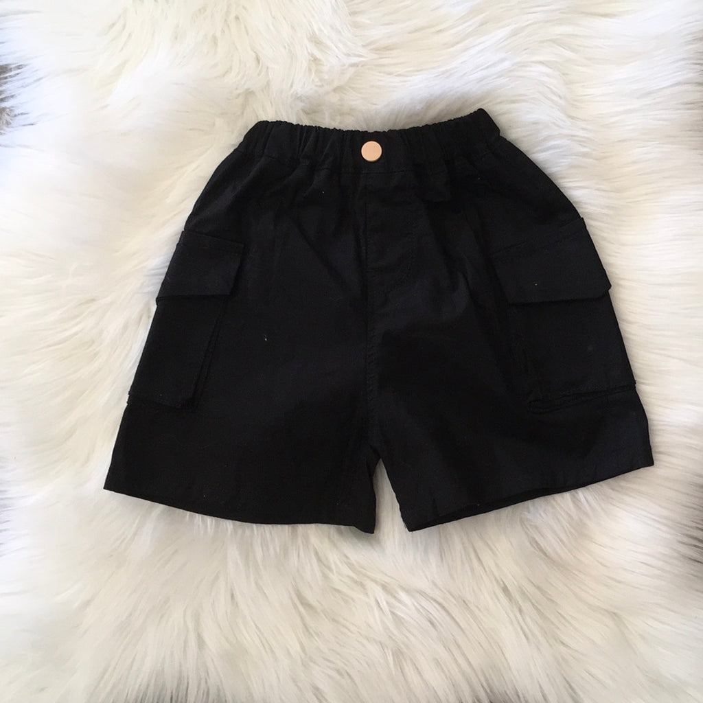 Boys Black Cargo Shorts