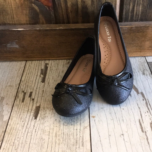 Girls Black Sparkle Dress Shoes