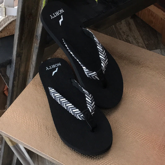 Women’s Black and Gray Flip Flops