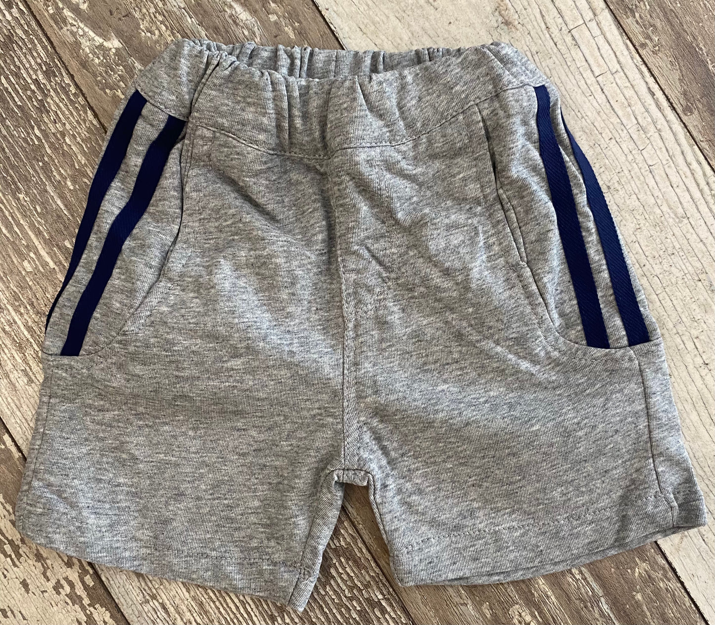 Boys Grey Shorts w/ Blue Stripes