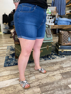 Curvy Blue Jean Shorts