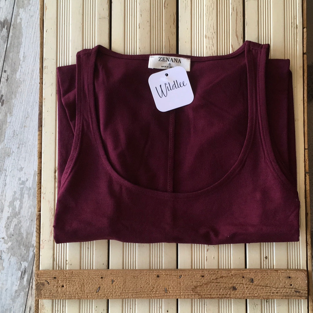 Zenana Relaxed Tank Burgundy